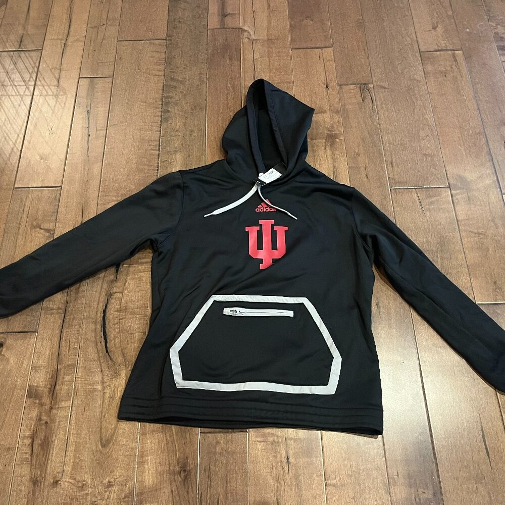 adidas Black Hoodie with Red Indiana Hoosiers Logo